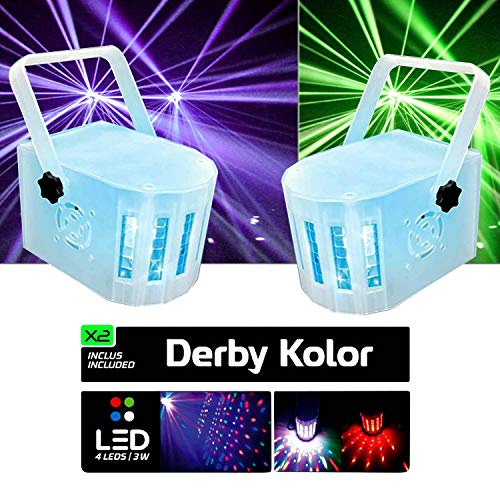2 MINI DERBY Kolor Lytor EFFET LIGHT 4 LED RVB + Blanc