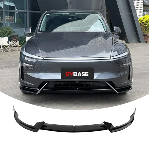 Image of EVbase-ev Front Lip for Tesla Model Y Juniper V Style Front Bumper Lip for Juniper 2025.03+ ABS Spoiler Matte Black Sport Body Kit Front Apron for Model Y Juniper Accessories(Not fit for Performance)