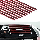 20 Pack Car Vent Trim Strips Chrome Car Interior Moulding Trim Air Conditioner Vent Outlet Trim PVC Car Interior Trim Vent Outlet Decoration for Air Vent Outlet(for Straight Vent Grillc ONLY,Red)