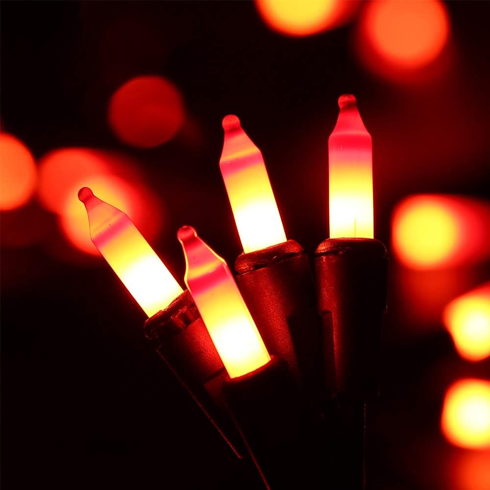 HAYATA Halloween String Lights 24ft 100 Incandescent Orange Mini Bulbs Lights, Halloween Lighting Decor for Outdoor and Indoor Use, Fairy Garden, Yard, Home, Party, Holiday, Decorations