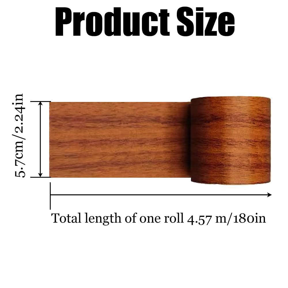 Woodgrain Repair Tape Waterproof Woodgrain Patterned Duct Tape Realistic Wood Grain Tape 2.24 x 180 Inch Wood Grain Repair Patch for Furniture Door Wall Floor Cabinet Repair (Chocolate Brown) - Image 2