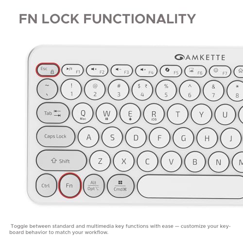 Image of (Refurbished) Amkette Optimus BT [New and Improved] Multi Device (4in1) Wireless Keyboard /Bluetooth Keyboard | One Click Device Switching and AI Access for Windows, MacOs, Android and iOS, Dual OS Layout (White)