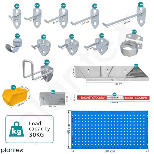 Image of Plantex Metal Peg board for Wall /Storage Pegboard for Tools /Peg Board Tool Organizer for Garages Workshop Home /For Power Tool & Hand Tools - Wall Mount (90 x 45 cm)