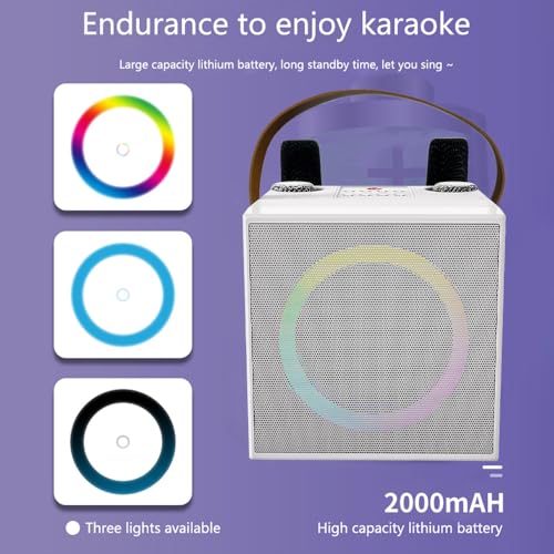 Machine à karaoké 10W avec effets de lumière colorés et micros BT
