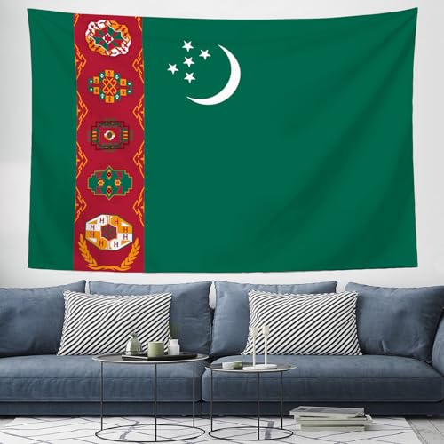 Drapeau du Turkménistan en tapisserie géante pour déco de dortoir