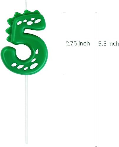 Miniatura 7 de Vela de cumpleaños verde 6, vela con número de fiesta temática de dinosaurio eusbon para pastel