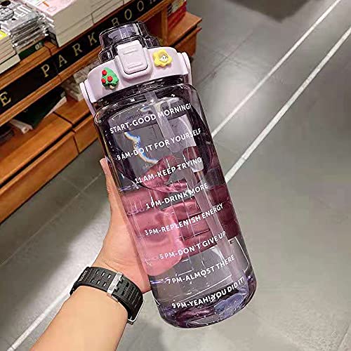 TSQIBU ボトル 水筒 2L 大容量 ポータブルストロースポーツウォーターボトル BPAフリー プラスチックウォーターボトル 大人 子ども アウトドア スポーツ 登山用 キャンプ ランニング ジム ハイキング 自転車 (2L,PURPLE)