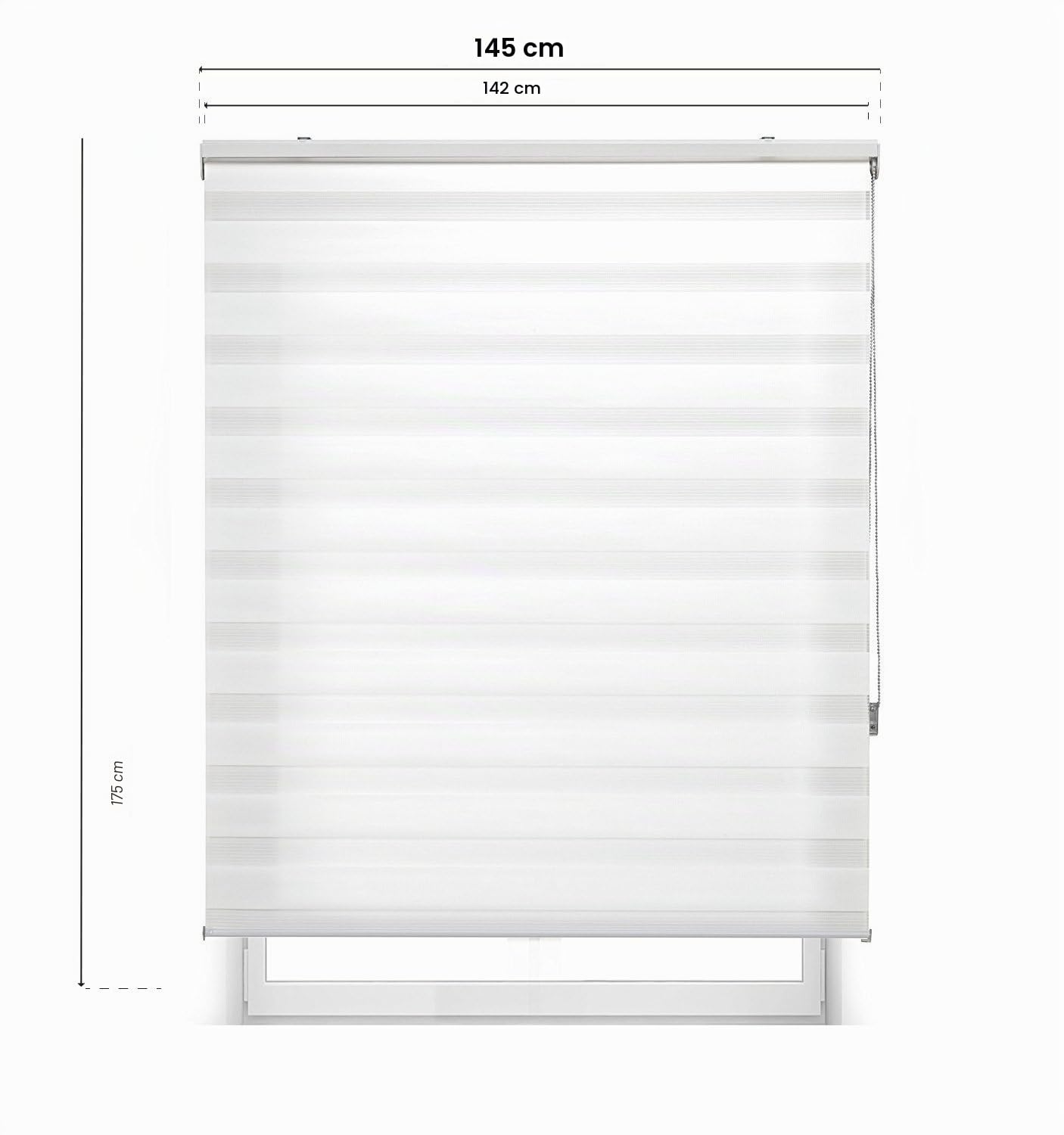 Estoralis - Shae - Estor Enrollable Doble Tejido, Noche y día, Blanco Roto, 145 x 175 cm