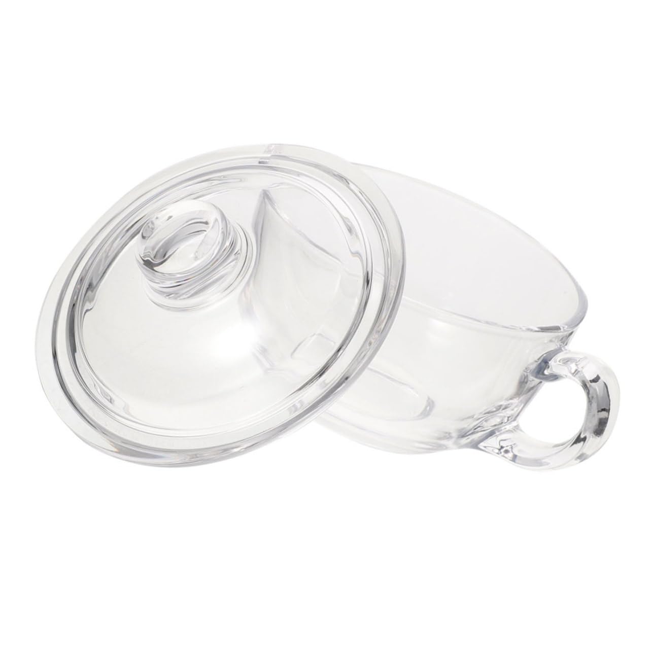 DECHOUS Tazón de Vidrio con Tapa y Asa, 450ml, para Sopa o Desayuno, Mantiene la Comida Limpia, Adecuado para Cocina en Casa