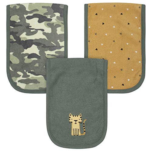 Gerber Baby Boys 3-Pack Terry Burp Cloth, Tiger Gold, One Size