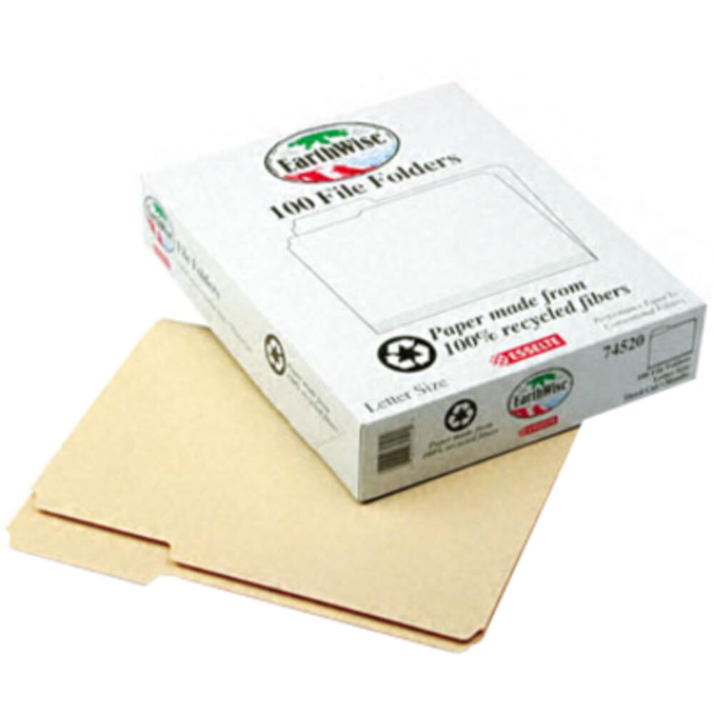 EarthWise by Pendaflex - Cartelline 100% riciclate, formato lettera, taglio 1/3, 100 per confezione Formato Letter Letter Verde standard.