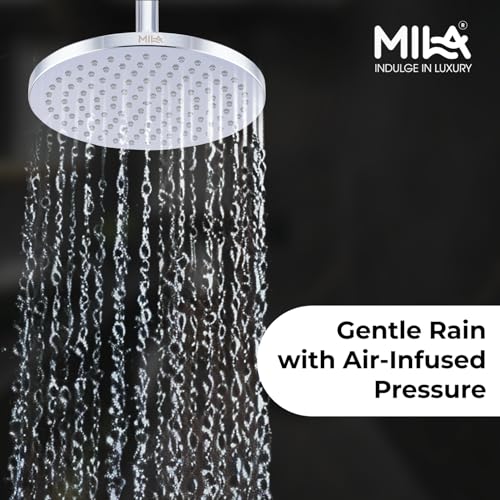 Image of Mila Disque Rain Shower| Chrome Finish Round Overhead Shower | Φ200mm Ceiling Mounted | ABS Body| Single Function Rainfall Shower for Broad Coverage & Water Efficiency| (Without Arm)