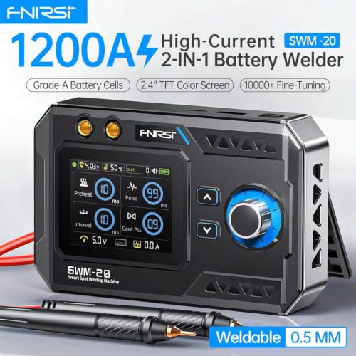 Image of FNRSI SWM-20 1200A Battery Spot Welder | Dual Pulse Portable Welding Machine | 2.4 inch TFT Display | 5000mAh Rechargeable Battery | 0.1-0.2mm Nickel Strip Welding for 18650 Lithium Battery Pack Building