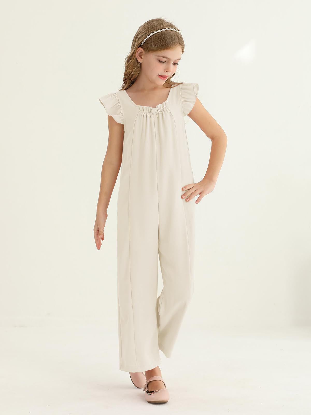 Haloumoning Combinaison ample à jambes larges pour filles de 5 à 14 ans