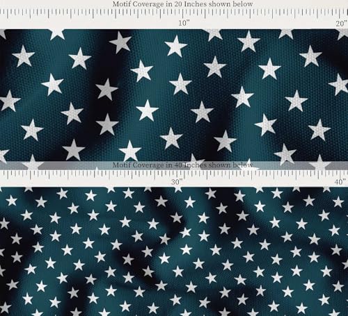 Image of Soimoi Blue Cotton Canvas Fabric Stars Star Print Sewing Fabric BTY 58 Inch Wide