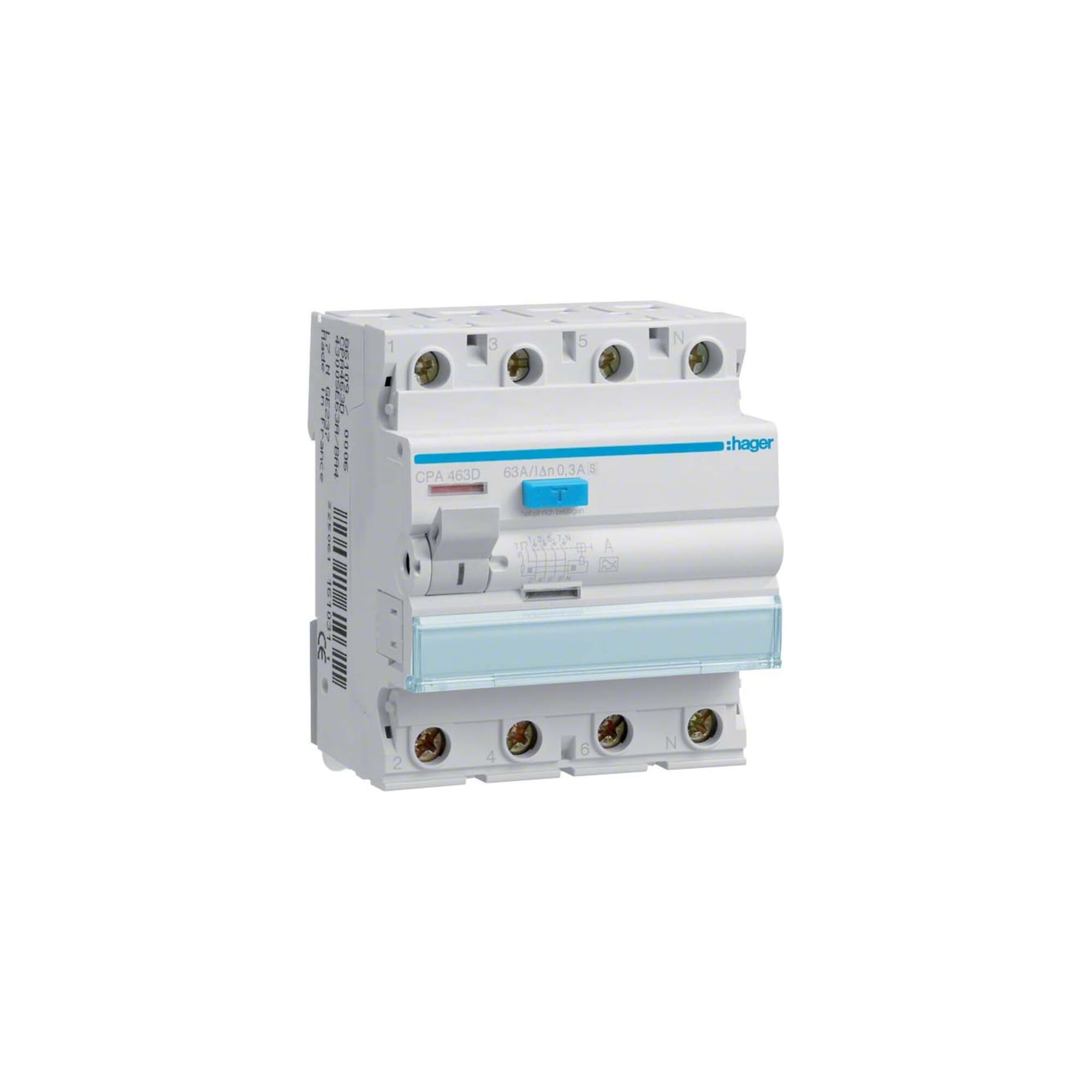 FI-Schutzschalter 4p.63A/300mA Salz, 6kA CPA463D 3250611610328 Hager