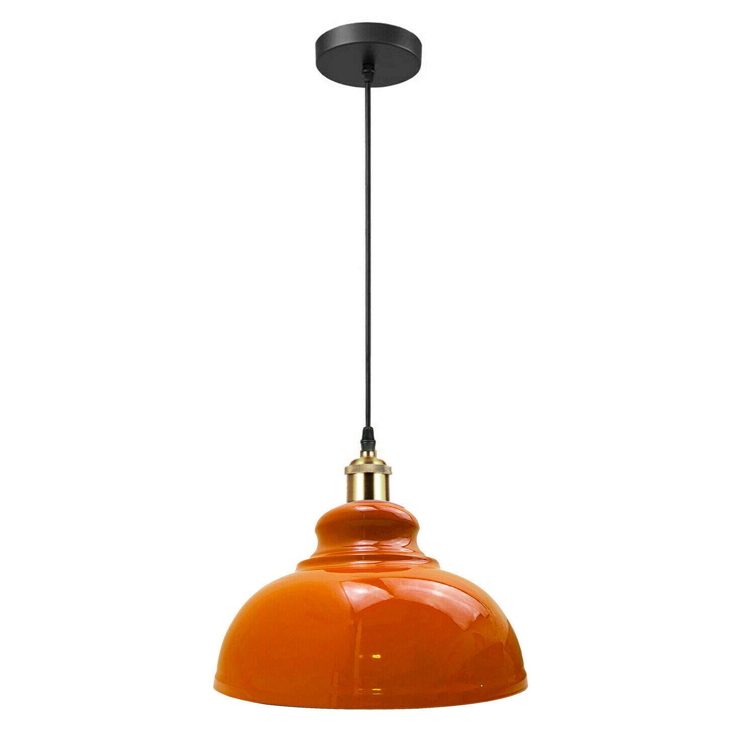LEDSone Modern Orange Metal Ceiling Pendant Fitting - 29cm Curvy Dome Shaped Easy Fit Light Shade for Bedroom, Hallway, Office, Café, Industrial Flush Mount Ceiling Lighting