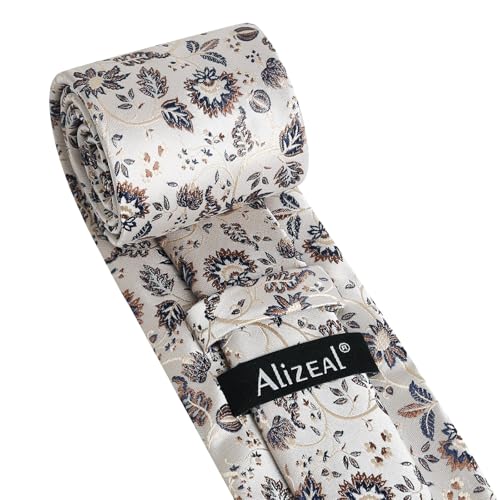 Image of Alizeal Mens 3.15inches Leaf Flower Pattern Tie Set
