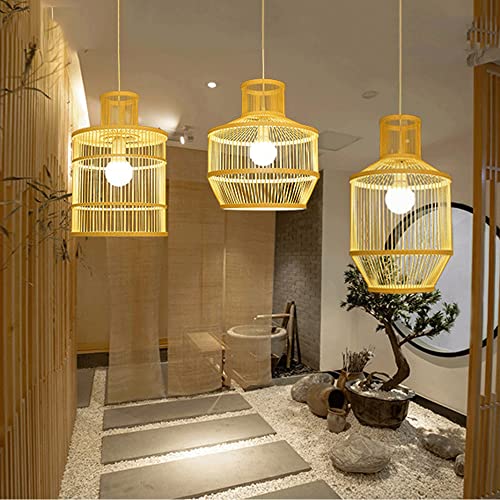 Plafonnier Chinois Bambou Réglable Éclairage Doux E27 Anti Éblouissement - 4