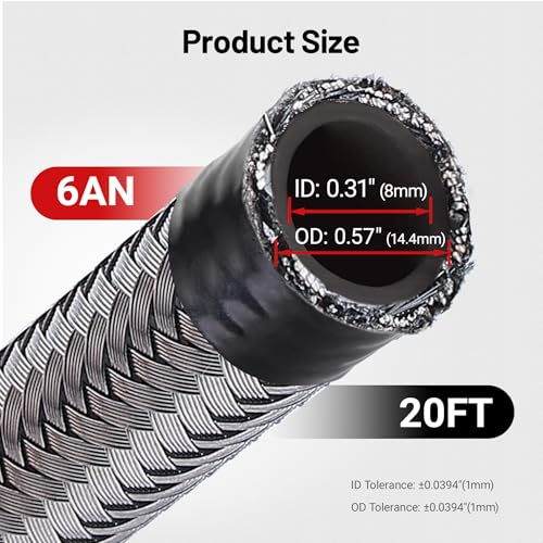 Image of EVIL ENERGY 6AN Fuel Line, AN6 Braided Fuel Hose Nylon CPE 20FT Silver