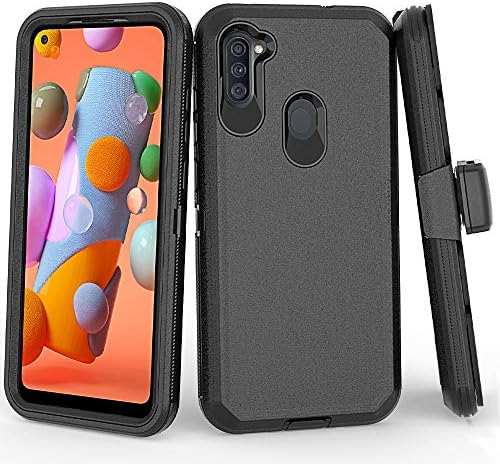 TASHHAR Phone Case for Samsung Galaxy A11 Phone, Heavy Duty Hard Shockproof Drop Protection Case with Belt Clip Holster for Samsung A11 (Black)