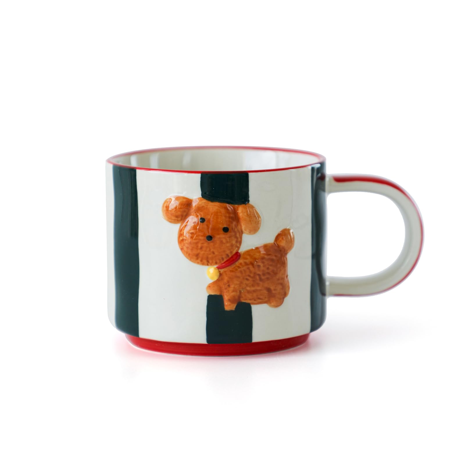 TREEWOO Cute Ceramic Coffee Mug with 3D Puppy Design Korean Style Decorative Birthday Christmas New Year Gift Cup