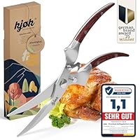 kjøk Premium Geflügelschere aus Edelstahl und Holz - immer die richtige Profi Tranchierschere, egal ob als Hähnchenschere oder Entenschere - Mehrzweck-Küchenschere zum Schneiden von Geflügel