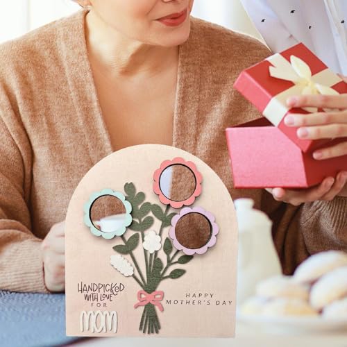 Bouquet de fleurs en bois artisanal CLSDRZC et affichage d'image