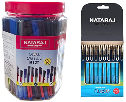 Image of Nataraj GCM Ball Pen Jar Fluid X Ball Pens - Pack of 10