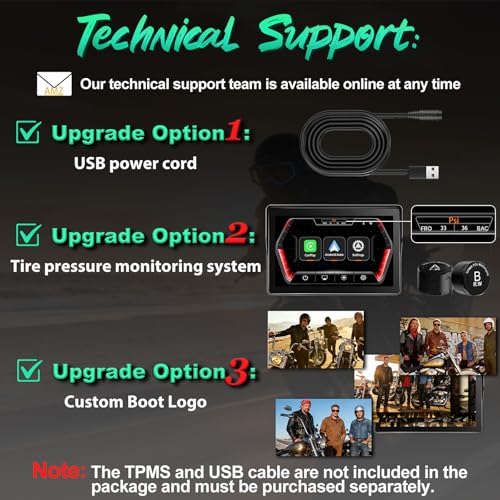 Image of 2026 YZW GPS Carplay 5 inch for Motorcycle with Wireless CarPlay & Android Auto, IP69K Waterproof Touch Screen, GPS Navigation, Supports Bluetooth, Siri /Google Voice Control, Custom Boot Logo, Bracket