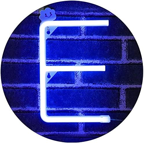 LED Neon Letter Light, USB Batteries Operated Marquee Letter Sign for Night Light Bright Lamp Words for Home, Hotel, Indoor Wall Decor-Blue Letter Sign E