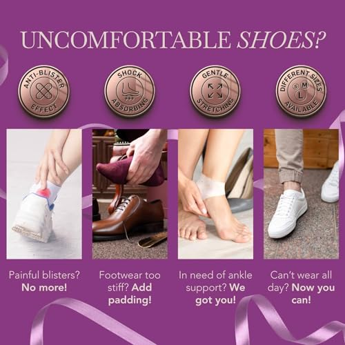 Ballotte Premium Silicone Heel Protectors for Shoes, Gel Heel Cups & Cushion Inserts for Women & Men, Cushioned Sole Cups for Plantar Fasciitis for Cracked Footbed Relief & Blister Prevention3