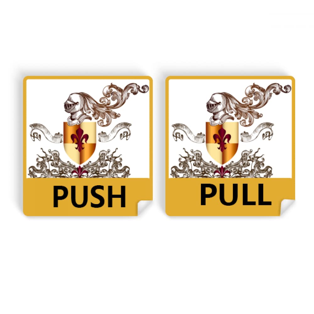 medieval knights of eu armor emblem Push Pull Door Sign Vinyl Stickers Shop