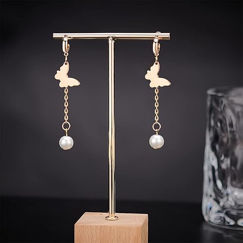 Miniatura 4 de BENECREAT 16 piezas de aretes chapados en oro de 18 quilates, gancho de latón con bucles verticales, 40 tuercas de plástico para joyería de madre,