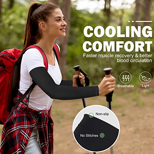 Bmholu Uv Sun Protection Compression Arm Sleeves For Men & Women,Cooling Athletic Sports Sleeve For Football, Golf,Volleyball (Black) #TOP2