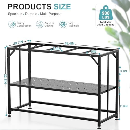 Image of TOCRETOARE Fish Tank Stand 55-75 Gallon, Metal Aquarium Stand, 48.4 inchx19.7 inchx32.3 inch Double-Layer Storage Design, Suitable for Home Office Use, 900LBS Capacity,Black (Tank not Included)