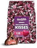 Hershey's Kisses Cherry Cordial, 2 LB Bag, Bulk Candy, Approx. 200 Individually Wrapped Milk Chocolate Pieces - Ideal for Romantic Gifting & Celebrations