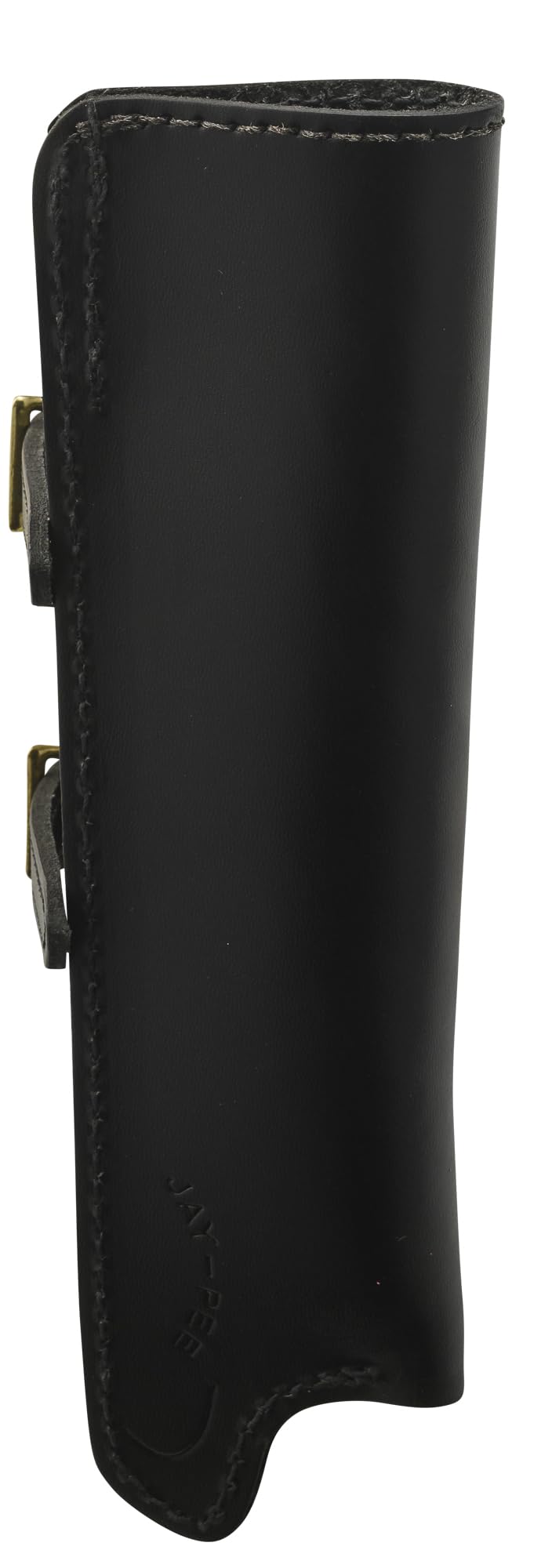 JAY-PEE Pferde-Flaggenträger aus schwarzem Leder mit Nickel-Hardware. Doppelriemen für sichere Steigbügelbefestigung