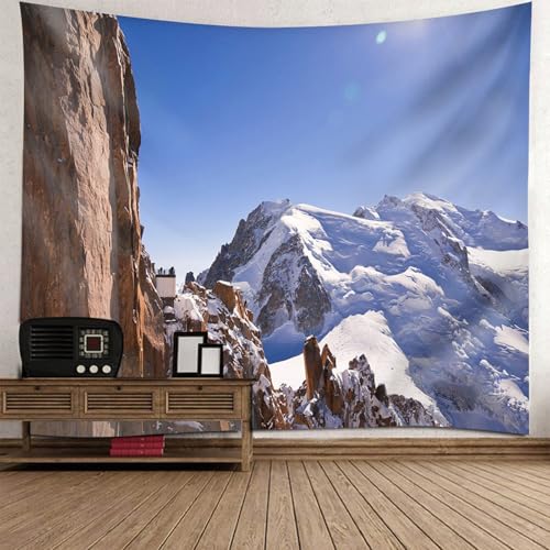 Tapisserie murale nature 300x256 montagne enneigée grand tissu deco