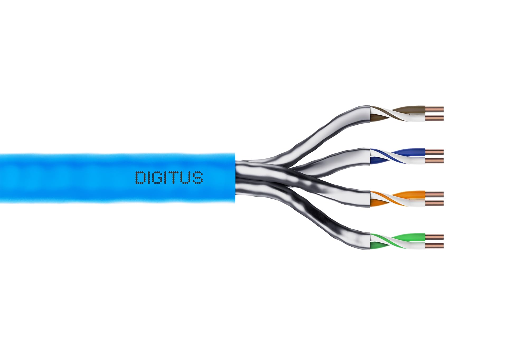 Digitus Cavo di Rete Cat 6A da 500 m – U-FTP Simplex – BauPVO Dca – LSZH Senza alogeni – 500 MHz Rame AWG 23/1 – Compatibile con Poe+ – Cavo Ethernet – Blu