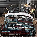 TFEDACVSS Imaginar Dragones Funda de Edredón Estampado 3D Suave 3 Piezas Cremallera Oculta con Fundas de Almohada Lavables Colección de Letras de Canciones Funda Edredon for niños Single（140x200cm）