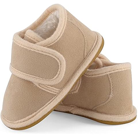 Cheerful Mario Super Warm Baby First Walking Shoes Plush Lining Baby Boys Girls Slippers Pram Shoes Antislip Sole Khaki 6-12 Months Cover