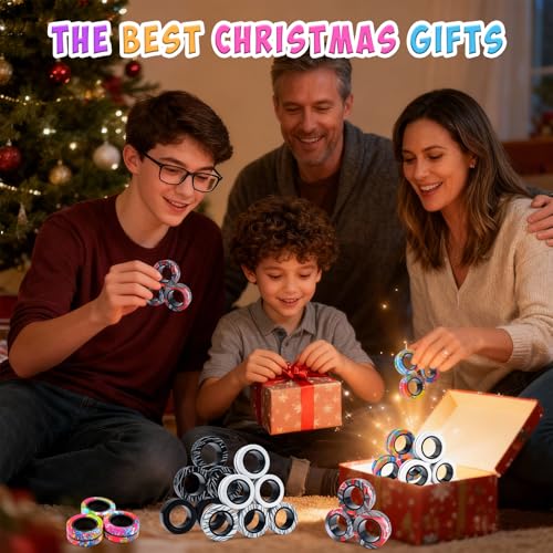 Cevioce 3Pcs Magnetic Rings Fidget Toy Set, ADHD Anxiety Magnetic Fidget Toys Adults Fidget Spinner Rings for Relief, Easter Gifts for Kids 8+ Year Old Easter Basket Stuffers for Teens Boys Girls C by Cevioce - Image 7