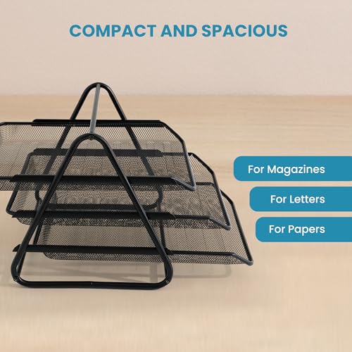 Image of The Better Home Office Files Storage Organizer Desk Organizer | Office Accessories | Metal Mesh Design | Documents, Files, Newspaper, Magazines Multipurpose Storage For Reception Table