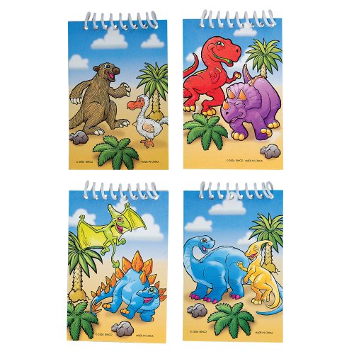 Mini spirales mémo dinosaure : lot de 12 petits carnets de notes pour enfants