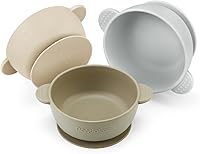 Vista 1 de PandaEar Paquete de 3 Tazones para Bebé con Succión Se Mantienen en su Lugar Tazón de Comida de Silicona para Bebés Niños Pequeños Infantes Grado