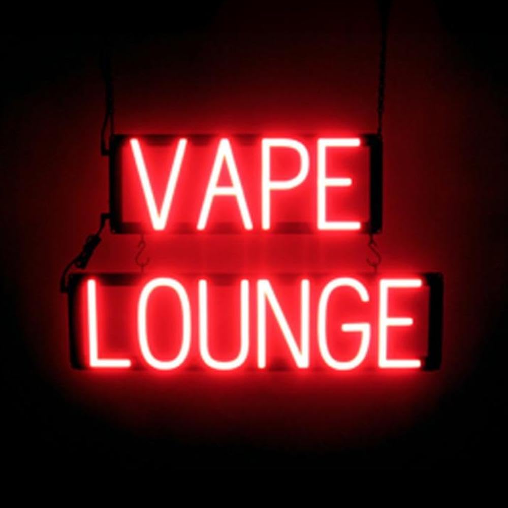 SpellBrite VAPE LOUNGE Sign | Smoke Shop Signage with Neon Look, Red LED  Lights | 23.7