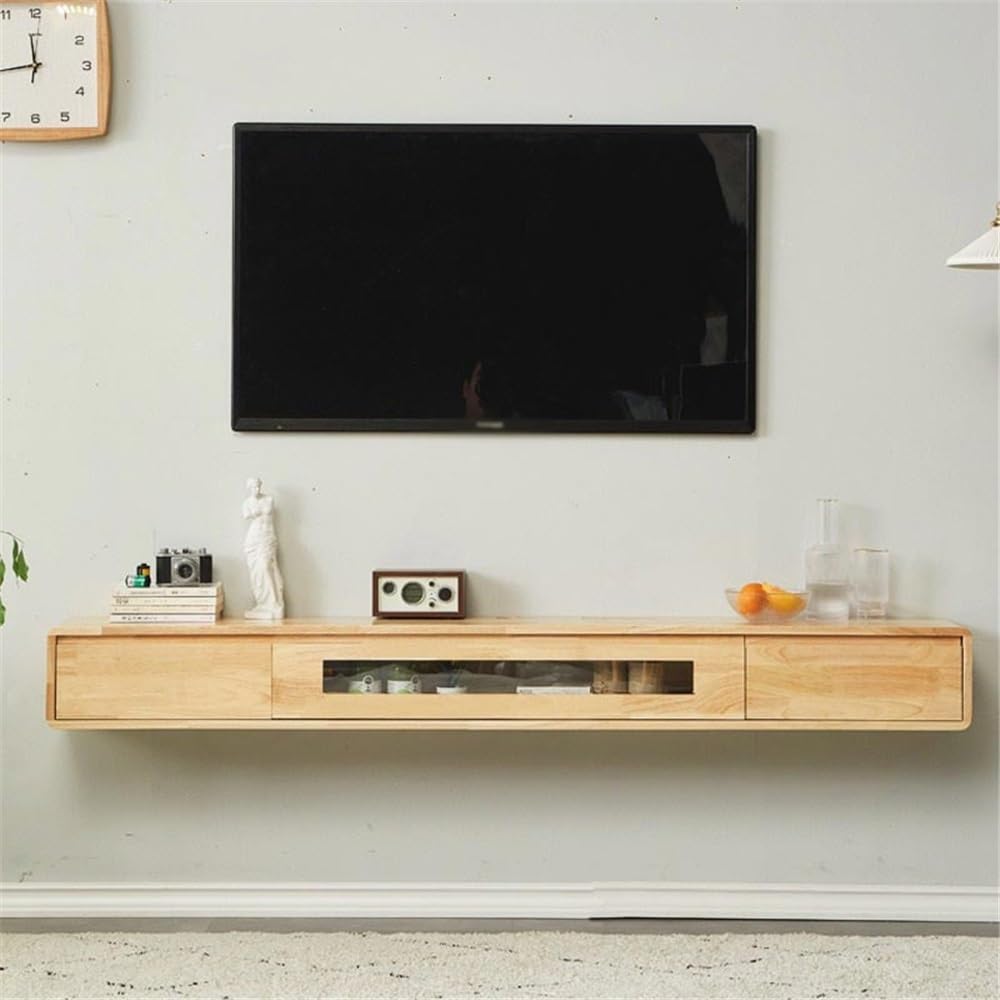Minimalistyczny pływający stojak na telewizor, montowany na ścianie nowoczesny (biały, 180 x 20 x 24 cm)