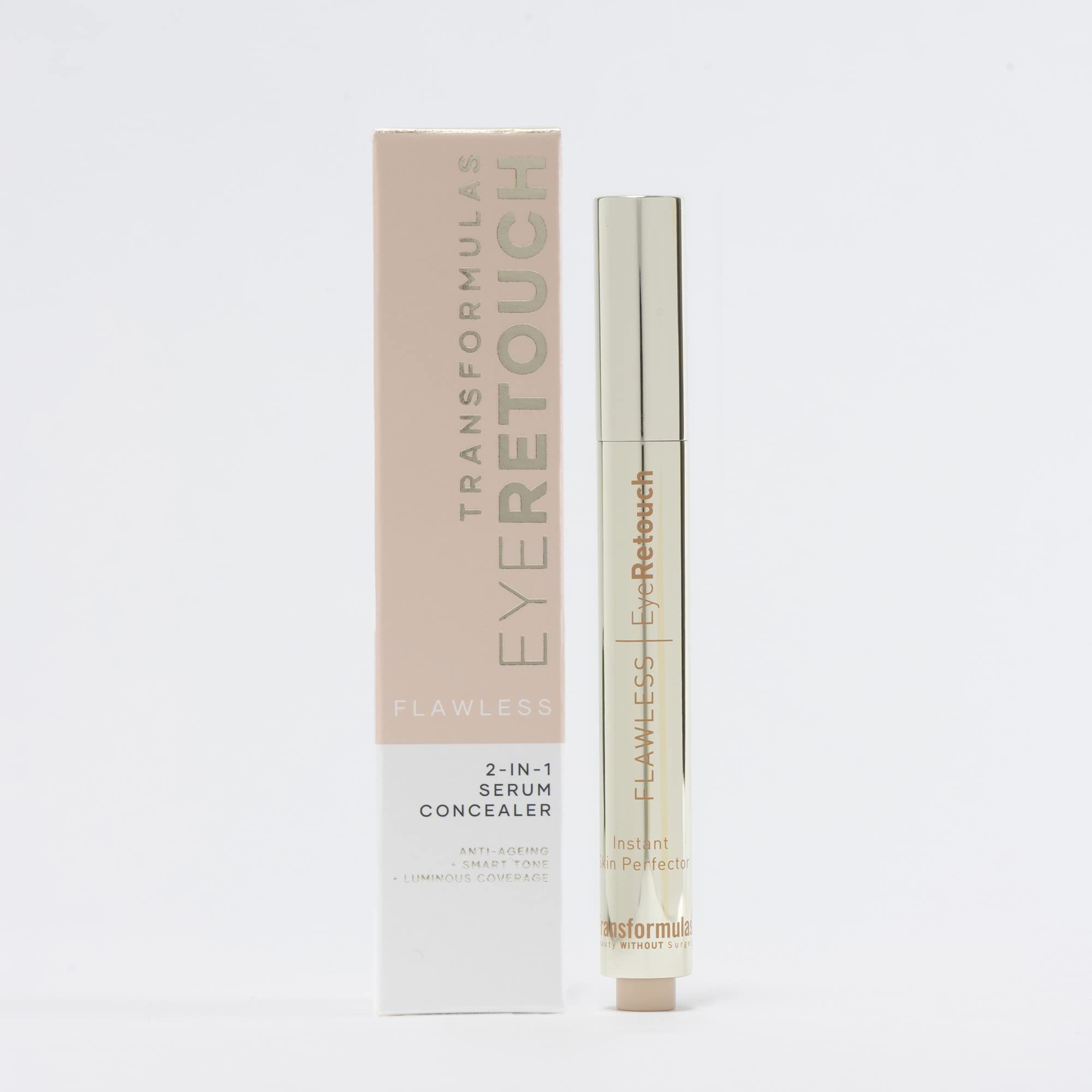 Transformulas FlawLess Eye Retouch Serum und Concealer, Hautpflege- und Make-up-Hybrid-Serum-Concealer mit lichtreflektierenden Pigmenten, um Augenringe aufzuhellen und Abdeckung zu bieten 3ml