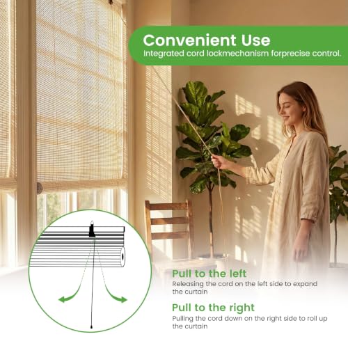 Image of BAYUE Bamboo Blinds, Roll Up Window Shades with Light Filtering for Home